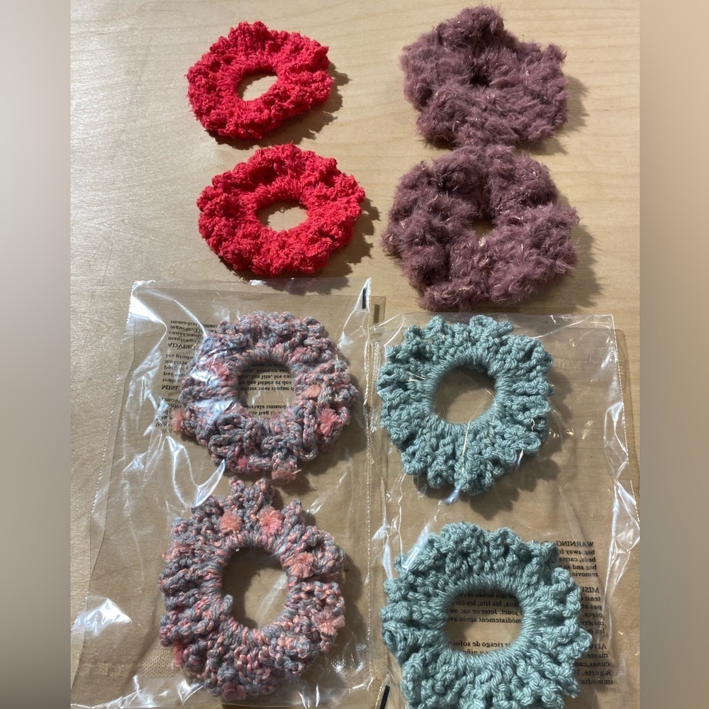 Hand Crafted Crochet Scrunchies 8 Pieces (AC1)